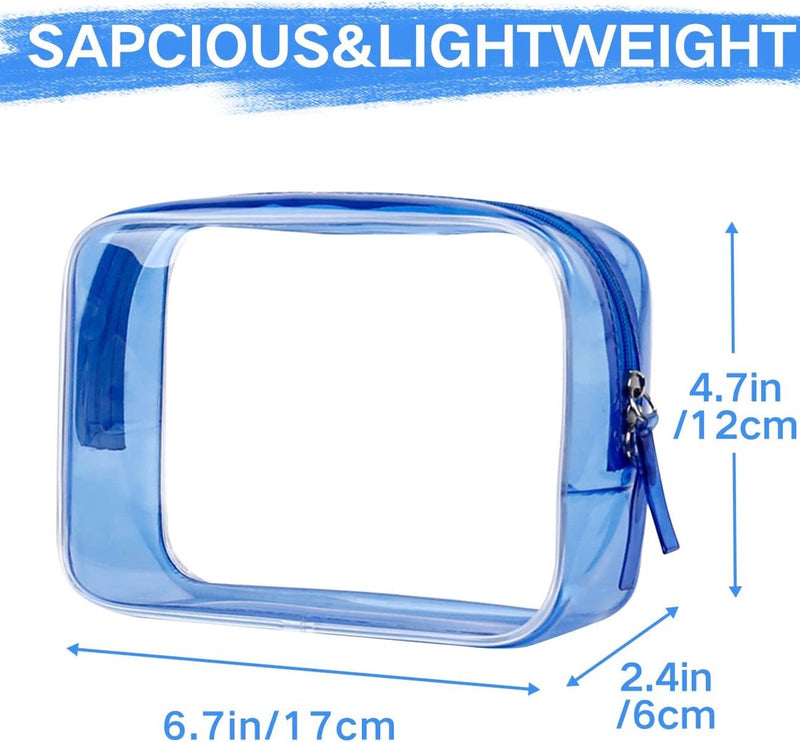 Transparante toilettas, transparant, voor dames en heren, 2 stuks zwart 2 stuks blauw