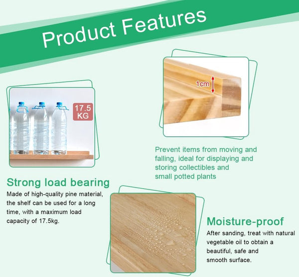 Wandplank, 30 cm, fotolijst, hout, wandplank, massief, zwevend rek, hangplank, houtnerf, kruidenrek, boekenplank, rustieke houten planken met lip, voor slaapkamer, woonkamer, badkamer