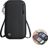 Paspoorttas, draagbare paspoorthoes, reisdocumentenorganizer, met RFID-blokkering, reisorganizer, zwart