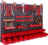 Opslagsysteem wandrek 115x78 cm, gereedschapshouders, 23 stuks. Stapelboxen opbergkast, extra sterke wandplaten, uitbreidbaar rek, werkplaatsrek, magazijnrek, werkplaatswandrek St