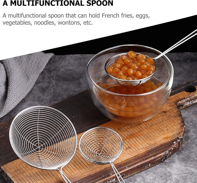 Keukenzeef roestvrij staal vergiet pastazeef fondue zeef scheeplepel zeef zeeflepel zeef zeeflepel voedselzeef sleuflepel skimmer lepel voor hot pot keuken bakken koken 4 stuks S