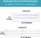 Kunststof ladeverdeler, verstelbaar, set van 8 (30,99 - 55,12 cm), transparante ladeverdeler, lade-organizer voor keukenopslag, slaapkamer, commode, met dubbelzijdig plakband