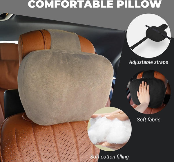 Kussen hoofdsteun auto. Neksteun voor rugleuning. Nekkussen voor de auto, comfortabel, zacht, ademend, verlicht nekpijn tijdens lange ritten.