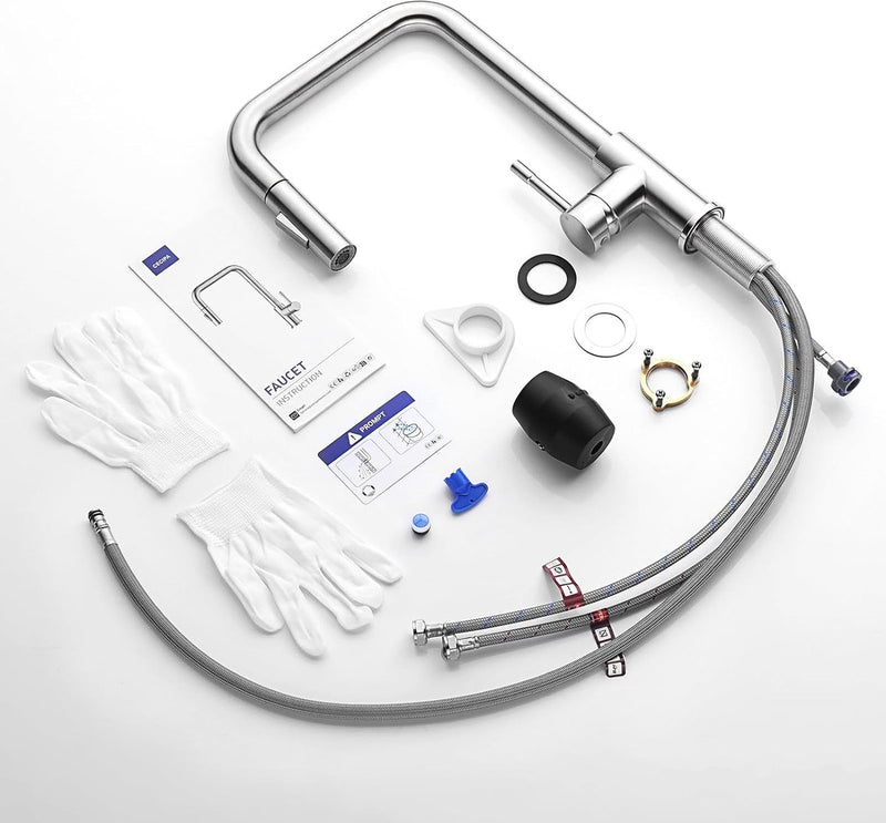 Keukenkraan, keukenkraan met uittrekbare douchemengkraan Keuken met 2 straalsoorten, keukenkraan, 360° draaibaar, keukenkraan, keukenkraan, roestvrij staal