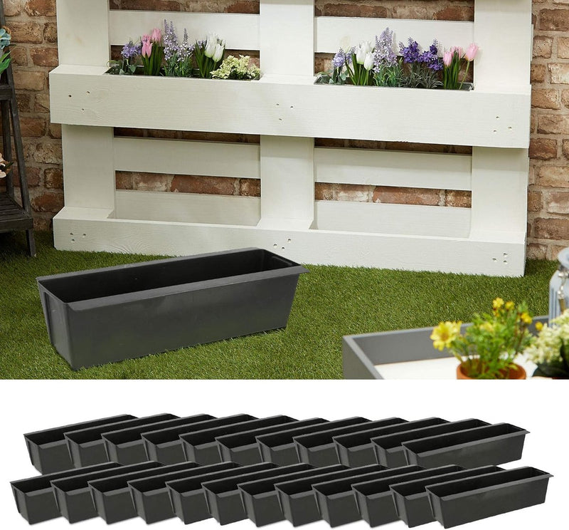Plantenbak geschikt voor europallets, set van 24 kunststof, plantenbak, breedte 38 cm (1 x set van 24 plantenbakken, breedte 38 cm)
