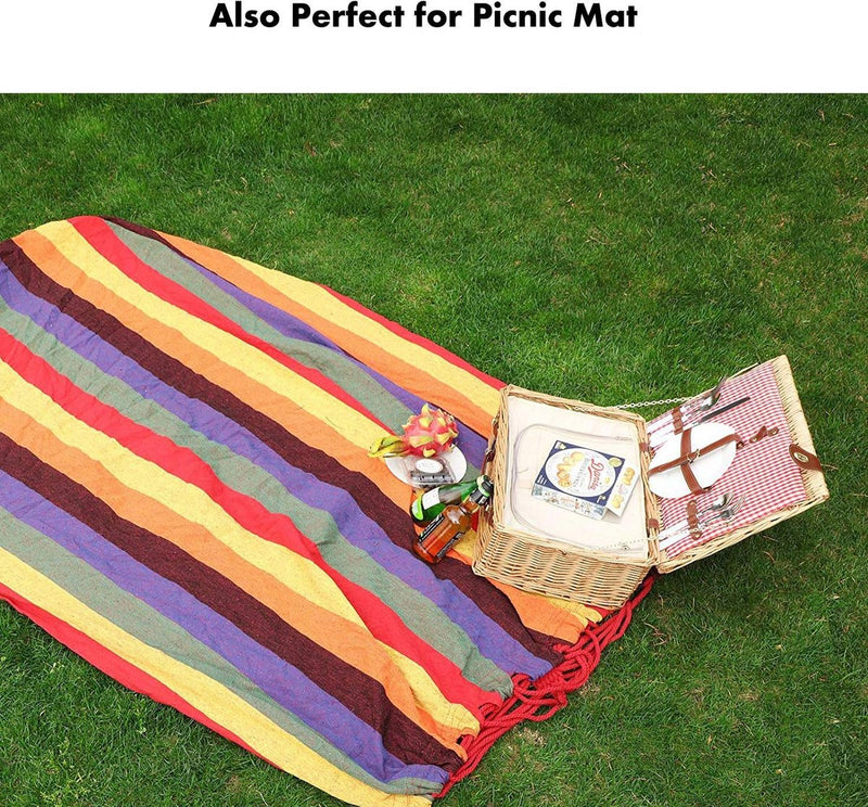 Hangmat buiten katoen voor 1 persoon 190 x 80 cm, laadvermogen tot 150 kg Draagbaar met draagtas, eenpersoons schommelbed op strand, terras, veranda, tuin of achtertuin