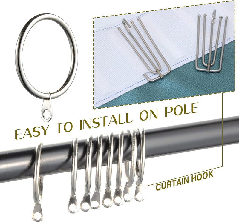 60 stuks metalen gordijnringen, gordijnringen, 38 mm binnendiameter, gordijnophangringen voor gordijnroeden voor raam, deur, douchegordijn (zilver)