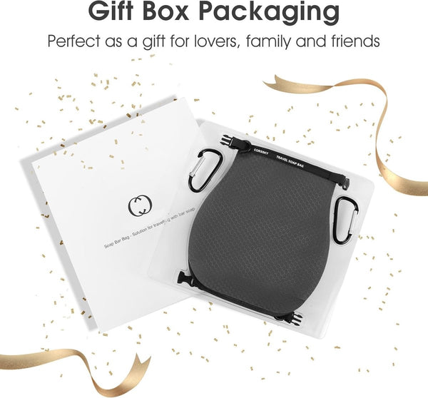 Set van 2 zeep-reiskoffers, draagbare zeepzak, reiszeep, oplossingen voor reizen, badkamer, douche, gym, met bar zeep (grijs)