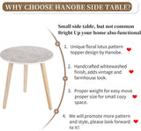 Bijzettafel ronde tafel hout: witte kleine balkonbijzettafels voor de woonkamer met 3 houten poten witte kleine boho buitenbanktafels voor in de tuin 2 stuks, 45 x 45cm