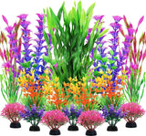 Pakket met 20 kleurrijke kunstplanten, aquariumdecoratie, terrariumplantdecoratie, voor aquaria, visaquariumdecoratieplant