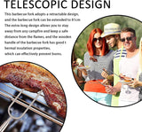 6 barbecuevorken, 1 roze olieborstel, telescopische barbecuespiesjes, roestvrijstalen stokken, barbecuestokken, intrekbare grillstokken, marshmallow grillstokken, geschikt voor kamperen, feest, tuin