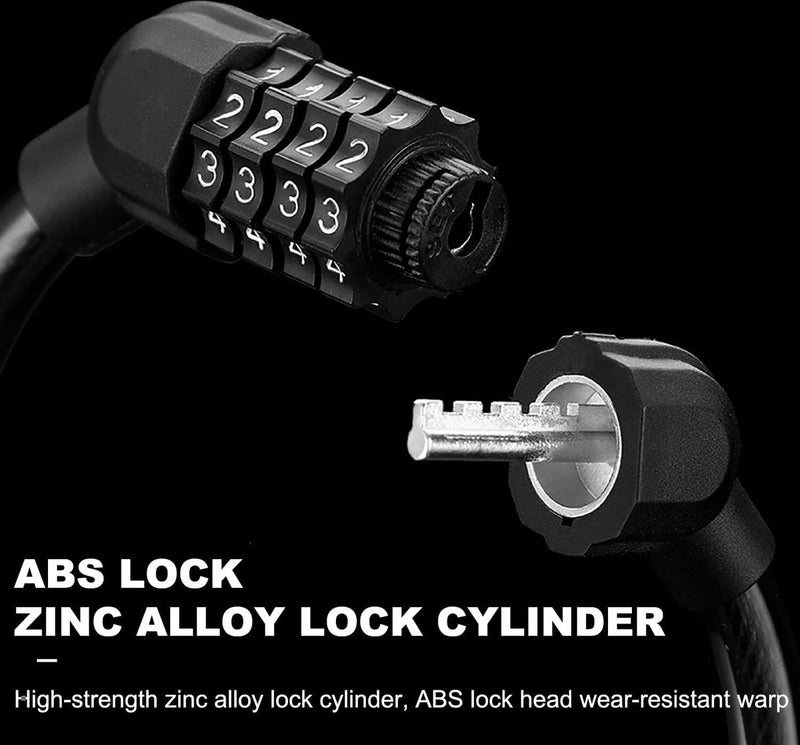 2 fietsslot, cijferslot, cijfercode-combinatieslot, mini draagbaar, kan vrij worden gecombineerd voor fiets, motorfiets, poort, hek (zwart)