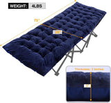 XL matras voor campingbed, zacht comfortabel katoen dik slaapmatras pad, dik marineblauw