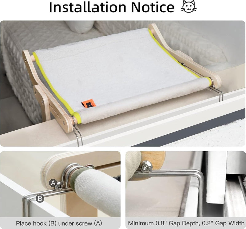 Kattenhangmat, verwarming, vensterbanken voor katten, vensterbank, kattenhangbed, raam, ruimtebesparend design, tot 18 kg, 55 x 40 cm, groot beige