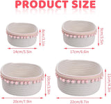 Set van 4 opbergmanden, opbergmanden, gevlochten katoenen touw, katoenen touw voor kinderen, gevlochten stapelbare decoratieve mand voor kinderkamer, woonkamer, badkamer (geschenkverpakking, ster