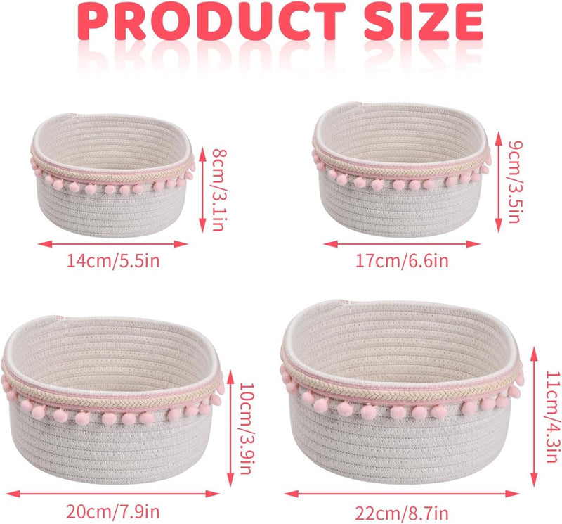 Set van 4 opbergmanden, opbergmanden, gevlochten katoenen touw, katoenen touw voor kinderen, gevlochten stapelbare decoratieve mand voor kinderkamer, woonkamer, badkamer (geschenkverpakking, ster