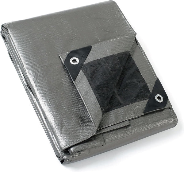 Afdekzeil, met ogen, waterdicht, 4 m x 4 m, grijs/zwart, zeildoek, 160 g/m², beschermend zeil, multifunctioneel zeil, scheurvast, uv-gestabiliseerd, schimmelbestendig