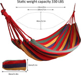 Hangmat buiten katoen voor 1 persoon 190 x 80 cm, laadvermogen tot 150 kg Draagbaar met draagtas, eenpersoons schommelbed op strand, terras, veranda, tuin of achtertuin