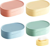 4 stuks waterdichte zeepbakjes met deksel, draagbare reiszeepdoos, kleurrijke creatieve zeepdoos, kunststof zeepbox voor zakenreizen, toerisme, fitnessstudio, zwembad, geel, roze, blauw, groen