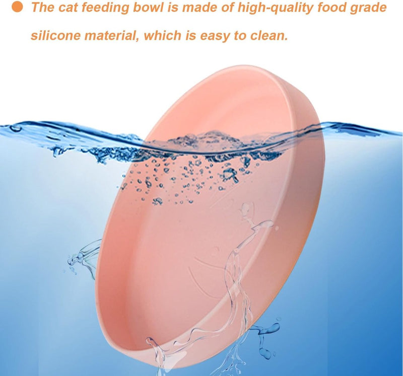2 stuks platte kattenbakken, diameter 18 cm, kattenvoerbak, kattenbak, siliconen voerbak voor droogvoer en natvoer