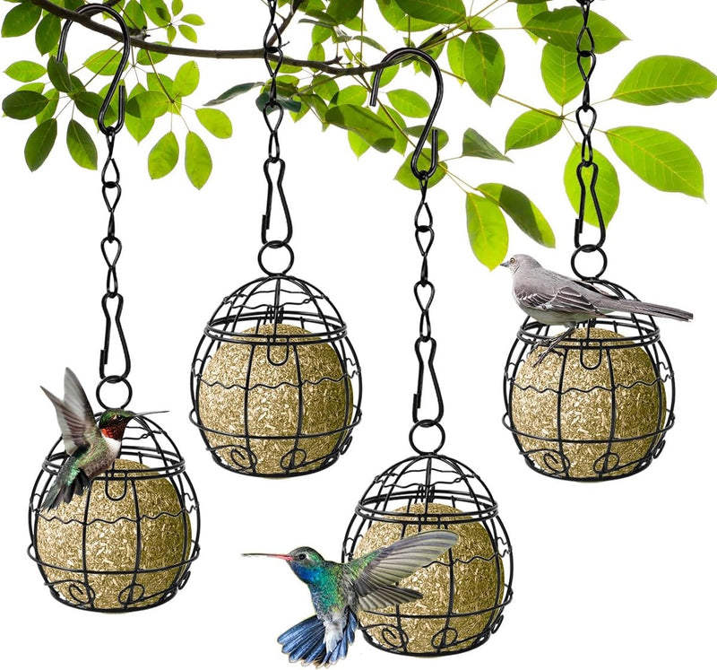 Meizenbollhouder, vogelvoederstation, mezenbollhouder met S-vormige haken, metalen vogelvoederhuis om op te hangen, voor tuin, outdoor, bos, wilde vogels zoals mussen, roodborstjes, mussen (4)