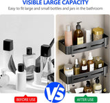 Shower Caddy No Drilling 2 Pack Shower Shelf with 2 Hooks for Bathroom Kitchen Toilet Aluminium Matt Black