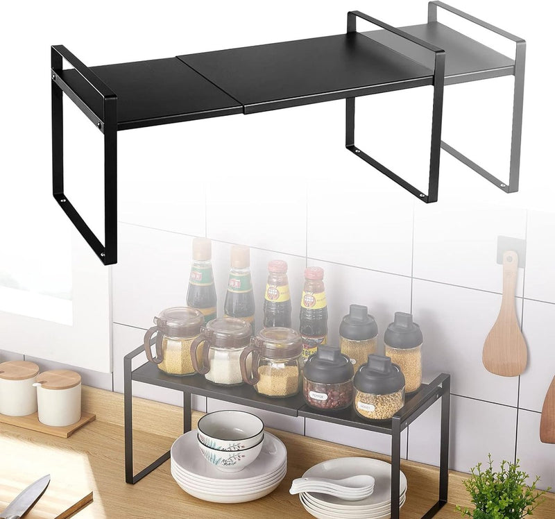 Keukenrek op het werkblad, uitbreidbaar, multifunctioneel metalen keukenrek, heavy duty, verstelbaar werkbladenrek, kruidenrek, organizer, pantry, vrijstaand voor keuken en badkamer