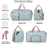 35L sporttas voor dames, opvouwbare reistas met schoenenvak en natvak, waterafstotende weekendtas, gymreistas, handbagage, trainingstas voor dames, heren, groen en roze