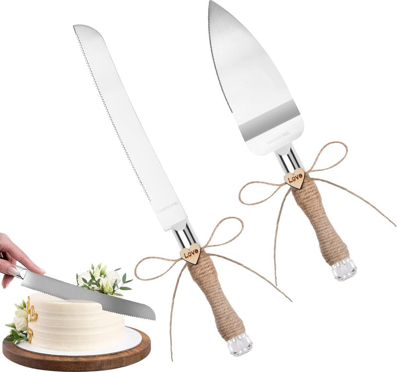 Bruidstaartserveerset, elegant taartmes en taartschep, perfecte taartsnijset voor bruiloft, feest en jubileum