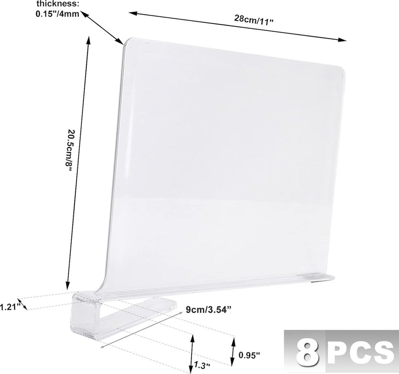 Set van 8 acryl plankverdelers voor kasten, transparante plankverdelers, kasten, plankopslag en organisatie, geen boren, houten plankverdelers