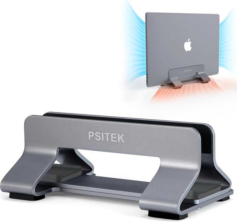 Aluminium verticale laptopstandaardhouder Dock, rechtopstaande opslag, verstelbare sleufbreedte 10 ~ 30 mm, geschikt voor alle MacBook en laptop, 2023-versie