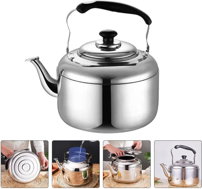 2L roestvrijstalen fluitketel Theeketel Theepot Roestvrijstalen theeketel Geschikt voor inductiekookplaten Keukenuitstapjes Picknick Camping Gasfornuis