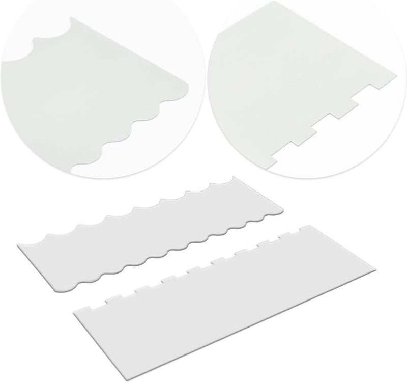 2-delige heldere acryl-taartschraper, taartdecoratiekam, taartschraper, gladde en gestreepte zij-taartschraper, suikergietkammen