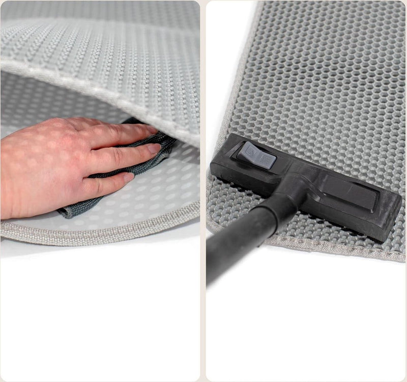 Kattenbakmat voor kattenbak met anti-slip coating, 76 x 61 x 1,3 cm, kattenbakmat, waterdicht en gemakkelijk te reinigen, effectieve opname van kattenbakvulling in honingraatdesign, grijs