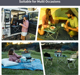 Camping klaptafel, aluminium tafelblad, waterdicht, draagbaar, licht, voor eten, koken, picknick, outdoor, vissen (zwart groot)