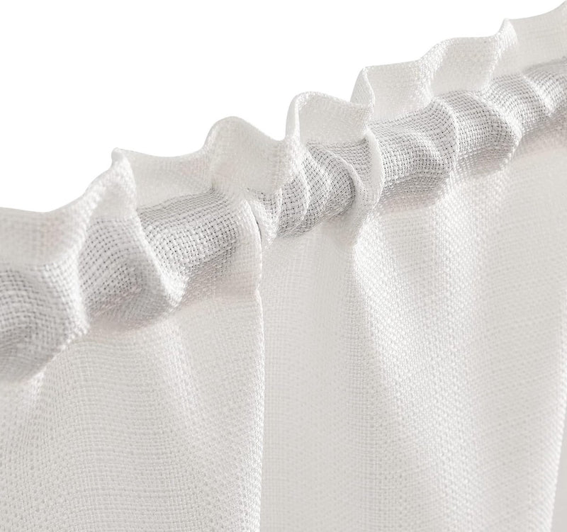 Vitrage Semi-transparant Bistrogordijn Keuken Gordijnen Privacy Raamgordijn Uni Kort Gordijn Glasgordijnen Raamgordijn voor Woonkamer Landhuis Set van 2 70B x 90 H (cm) Wit