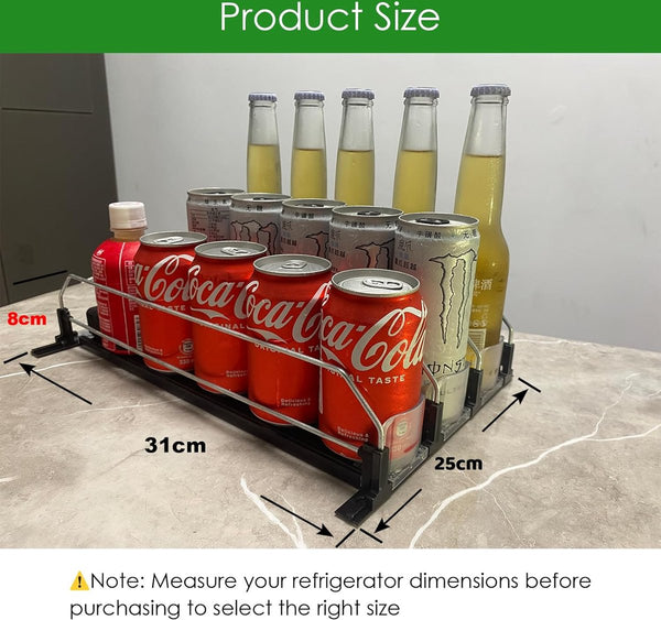 Koelkastorganizer drankjes - drankblikjesorganizer 25 x 31 cm, ideaal voor het organiseren van de koelkast en opslagruimte.