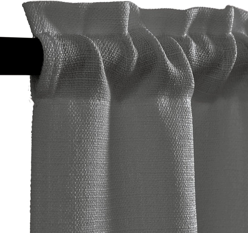 Vitrage bistrogordijn ondoorzichtig gordijn venstergordijn gordijn gordijn gaas sjaals half-transparant raamsjaal voor keuken woonkamer landhuis set van 2 90 x 60 H (cm) grijs