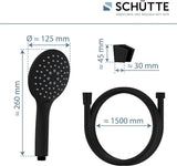 Doucheslang met handdouche en wandhouder, douchekop met 3-voudig verstelbare douchekop, doucheset met slang, slang voor douche, zwart