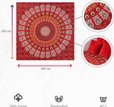 Mandala Wandtapijt - Wall Art Hanging - Sprei van katoenen wandtapijt voor woonkamer, slaapkamer thuis - esthetische wanddoek voor op het strand of thuis (TD_01_rood)