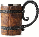 Faux Oak Middeleeuwse Retro Viking RVS Bierpul 500ml Uniek cadeau