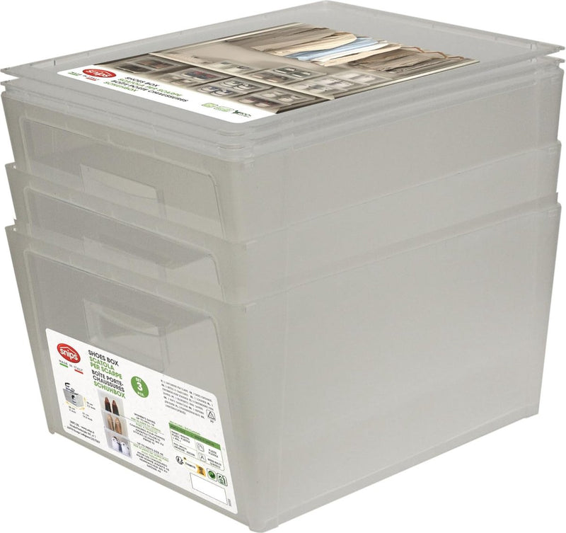 Set van 3 schoenenrek, schoenenorganizer, ruimtebesparende schoenendozen 37 x 27,7 x 33 cm, schoenenkast voor de kledingkast