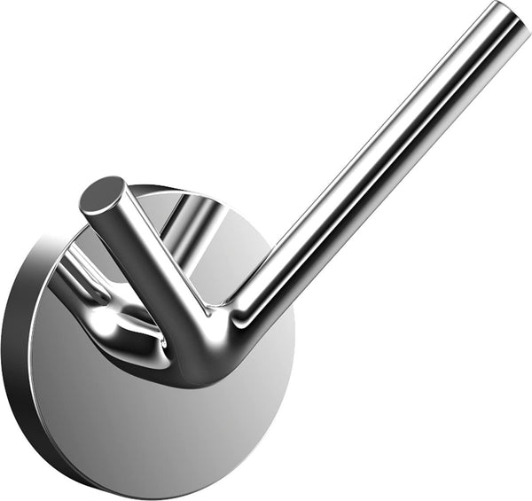 Ronde dubbele haak voor wandmontage, onderhoudsvriendelijke aluminium hanger voor 2 handdoeken, elegante handdoekhaak om op te schroeven, chroomkleurig