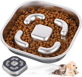 Anti-sling hondenkom, anti-slingerkom, roestvrij staal, slowfeederkom, hond, antislip roestvrijstalen hondenkom voor grote, kleine en middelgrote honden, voerbak hondenkom