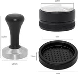 Distributeur 53 mm, 3-in-1 koffieverdeler met koffiestamper en siliconenmat, design koffiestamperset voor perfecte espresso barista-gereedschap, koffieverdeler met instelbare hoogte