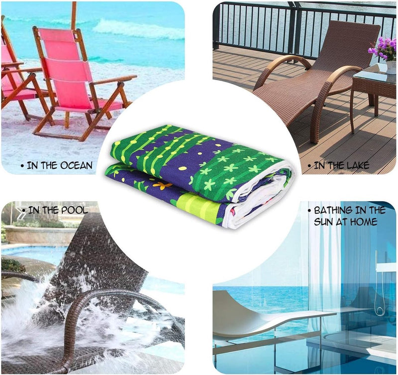 Microvezel strandlaken voor zonnebed, strandhanddoek, sneldrogend, voor strandstoel, tuinligstoel, strandstoelhoes voor zwembaden, stranden, tuinhotels