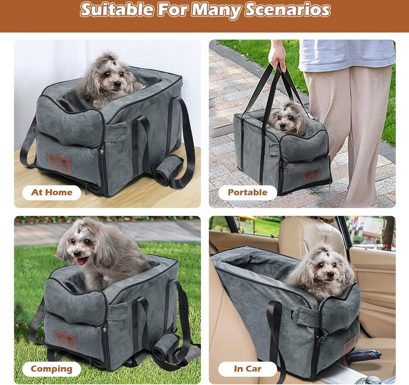 Hondenautostoel voor kleine honden, autostoeltje voor huisdieren, afneembaar en wasbaar, autostoeltje voor kleine huisdieren tot 13,5 lbs, middenconsole, honden en katten