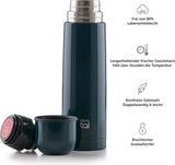 Thermosfles, 1 l, van roestvrij staal, lekvrije thermoskan met drinkbeker voor onderweg, isolatie van warme dranken, donkergroen