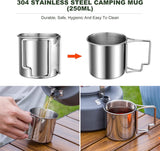 Camping Topf Edelstahl, Faltbar und Stapelbar Outdoor Kochgeschir, Camping Kochgeschirr für Camping Wandern Picknick