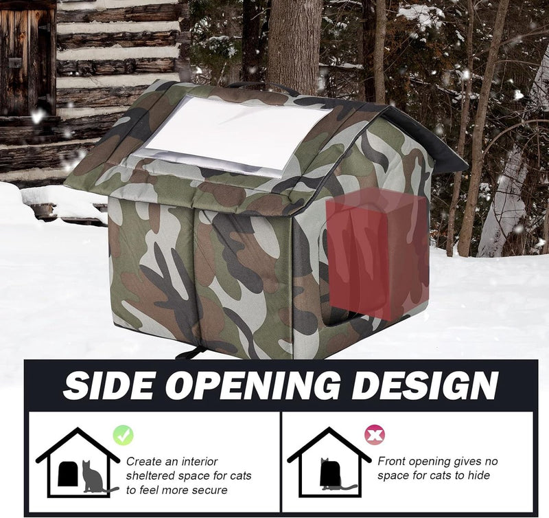 Kattenhuis voor buiten Winterbestendig, opvouwbaar, waterdicht en warm Kattengrothuis met verwijderbaar kussen voor zwerfdieren